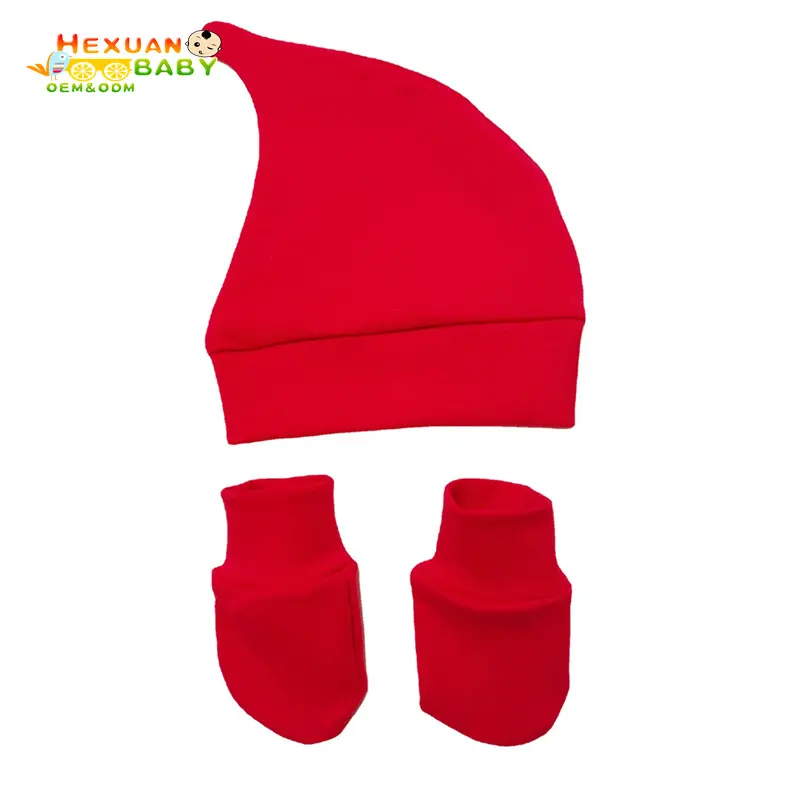 Amazon hot sale Infant cotton Hats Beanie with anti-scratches gloves Newborn Baby Hat and Mitten set