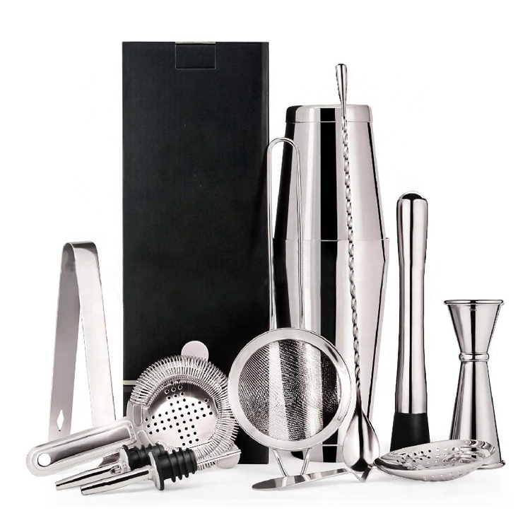 2021 New 750ml 600ml weighted boston wine cocktail shaker stainless steel bar set home bartender kit