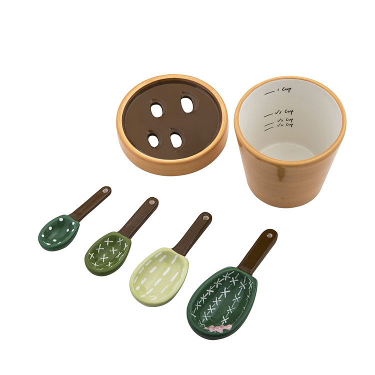 Cool Kitchen Gadgets 250m Shape Flower Pot With Cactus Measuring Cup Spoon Set