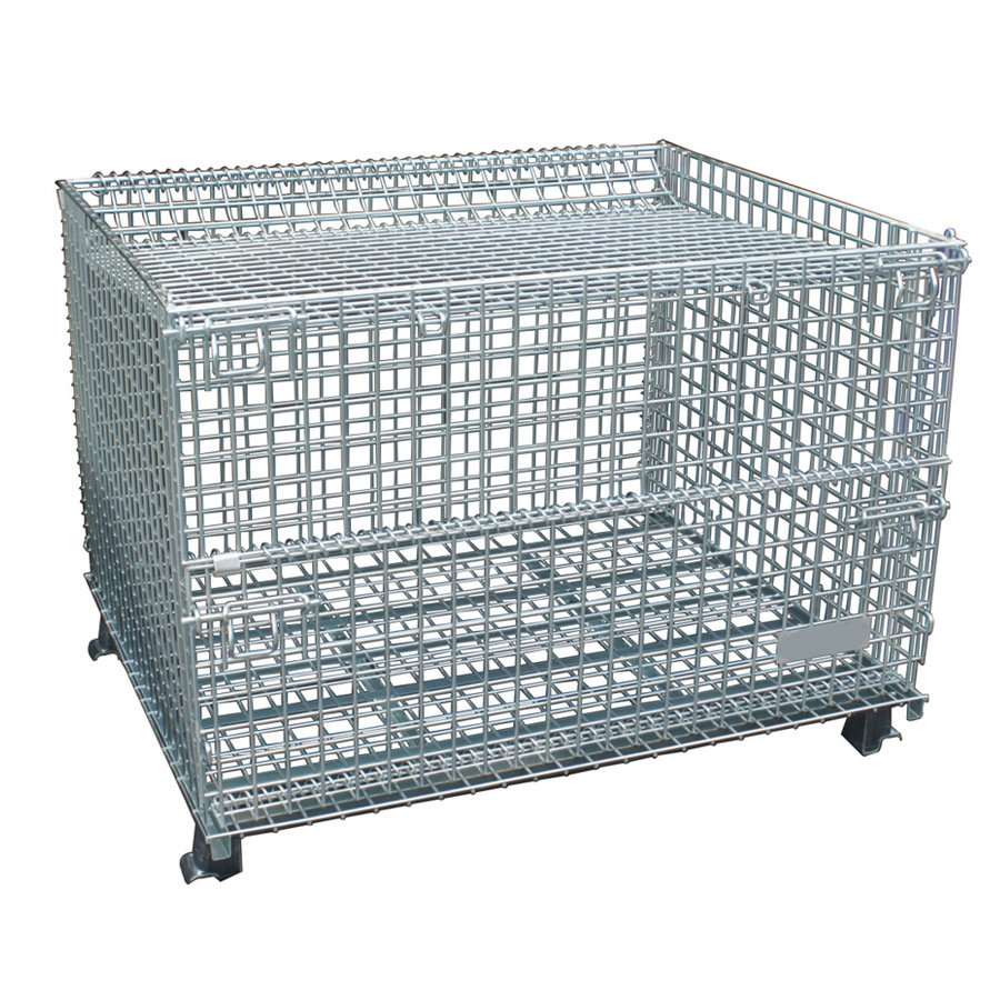 Industrial Customized Heavy Duty Galvanizedmaterial handling stackable welded steel transport metal wire mesh pallet cage