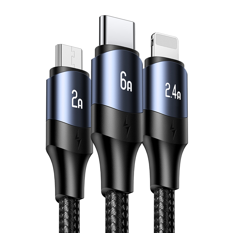 USAMS cable usb reutilizable 3 in 1 USB Cables Wire Fast Charging Data Cable 1.2 meter