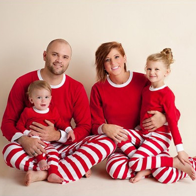 Wholesale Striped Soft Cotton Parent Child Sleepwear Christmas family Pajamas Sets