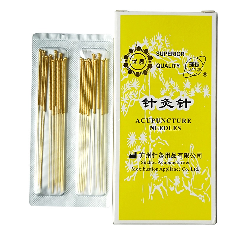 HUANQIU китайские позолоченные неодноразовые иглы для иглоукалывания 20 шт. золотые иглы для иглоукалывания