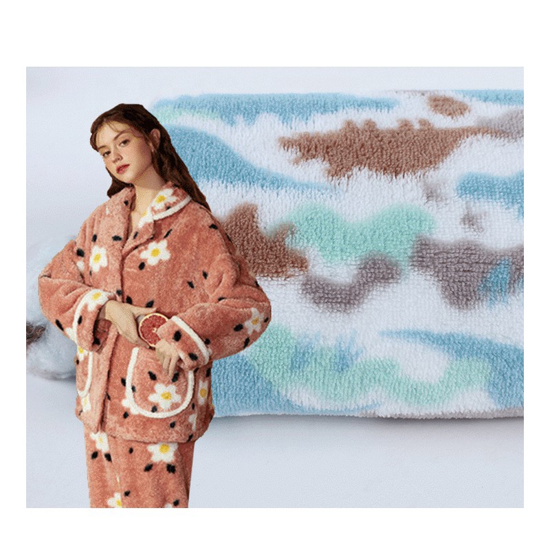 Custom printed warm and comfortable microfiber coral fleece fabric for winter