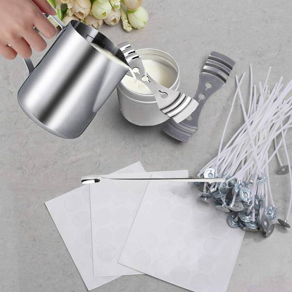 Изготовление свеч комплект DIY Инструменты для рукоделия с заливки горшок и ложка, 100 шт. лампы в форме свечи фитили и фитили свечи стикер,