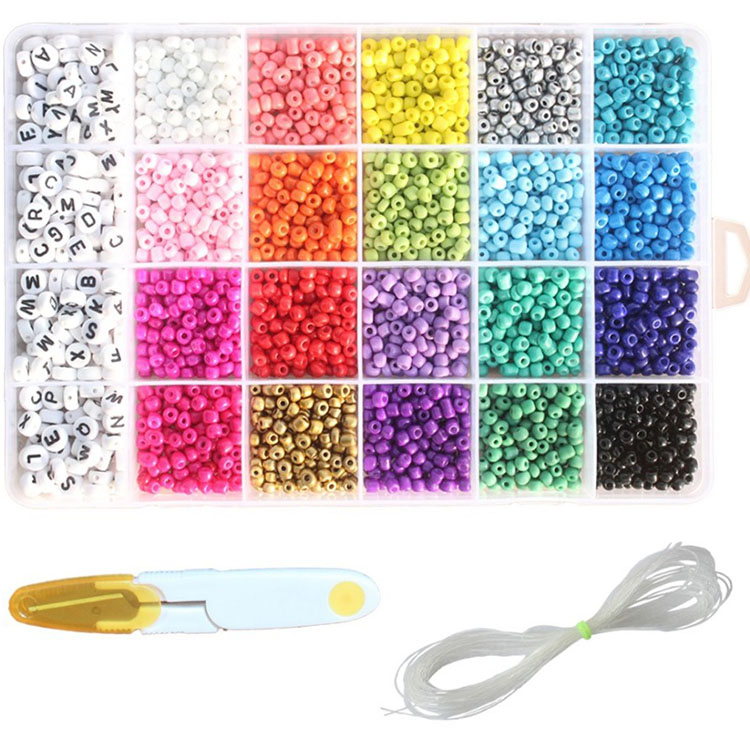 Round acrylic letter beads glass seed zh rice beads 24 grid set DIY hand-knitted accessories toys
