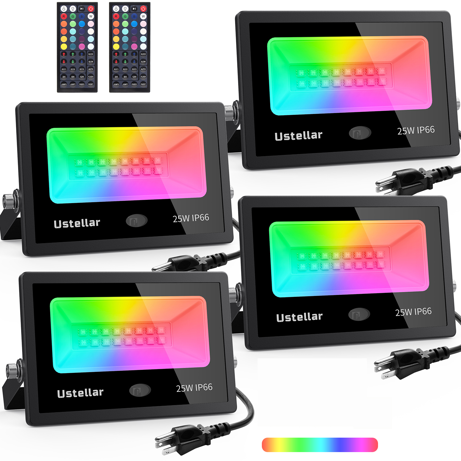 4 шт. в упаковке 25 Вт RGB светодиодные потолочные светильники для дома и улицы изменение цвета прожекторы диммируемая на пульте управления IP66 водонепроницаемый цвет свет снаружи