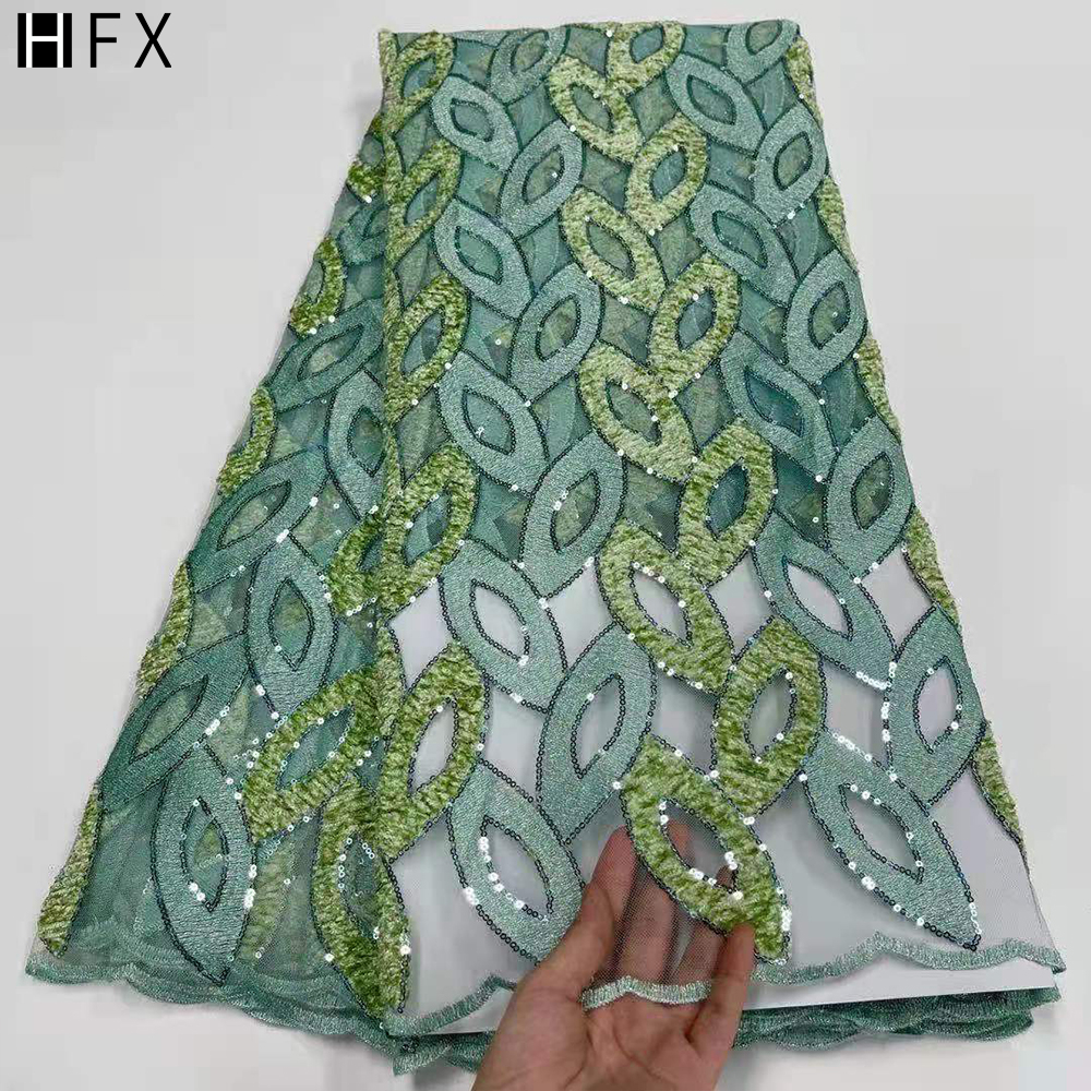 Африканские кружевные ткани HFX с блестками, французская Тюлевая кружевная вышивка, сетчатая кружевная ткань для нигерийской вечеринки