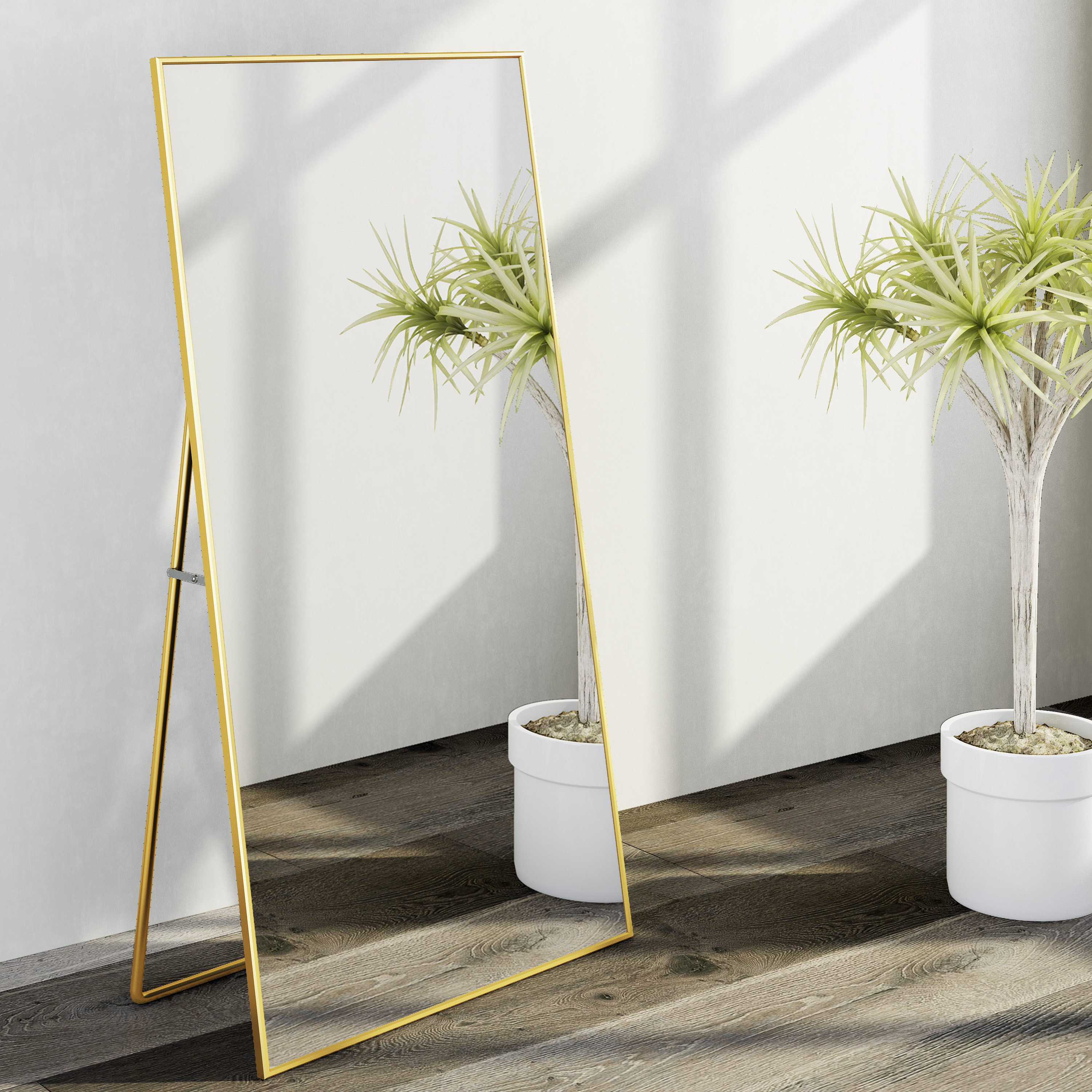 Full Length Mirror Gold Standing Floor Long Mirror with Stand