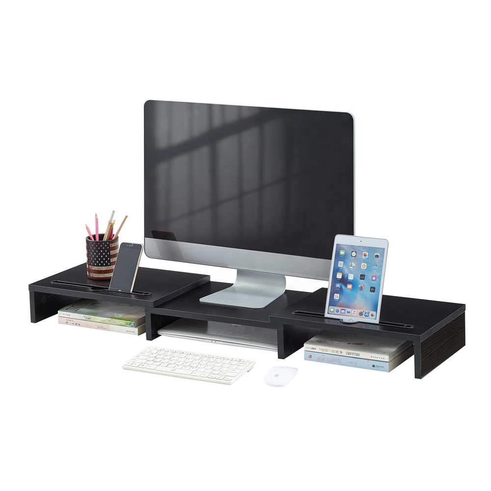 Computer monitor riser cabinet and mobile phone holder
