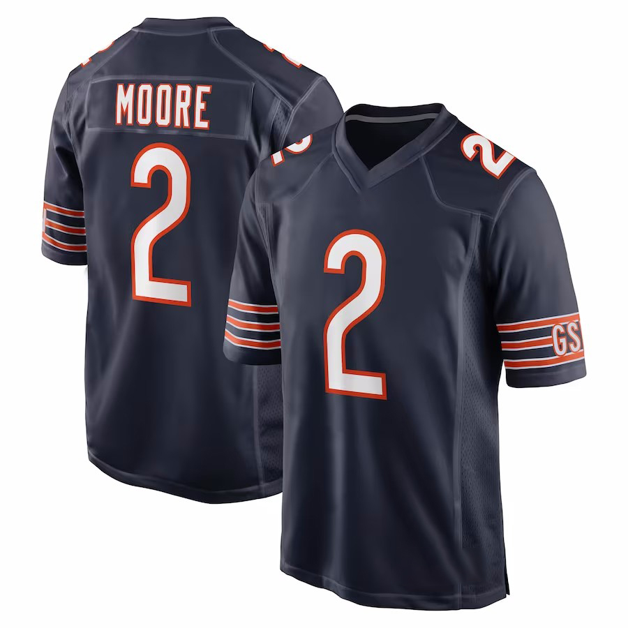 Оригинальная 1:1 Американская Футбольная майка мужская Chicago Bears D.J. Moore NK темно-синяя командная цветная игра Регби Джерси регби одежда на заказ