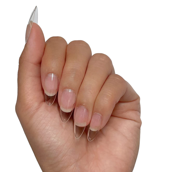 long nail tips almond nails in clear half full cover 10 sizes acrylic finger nail art tips for teens one carton dropshipping