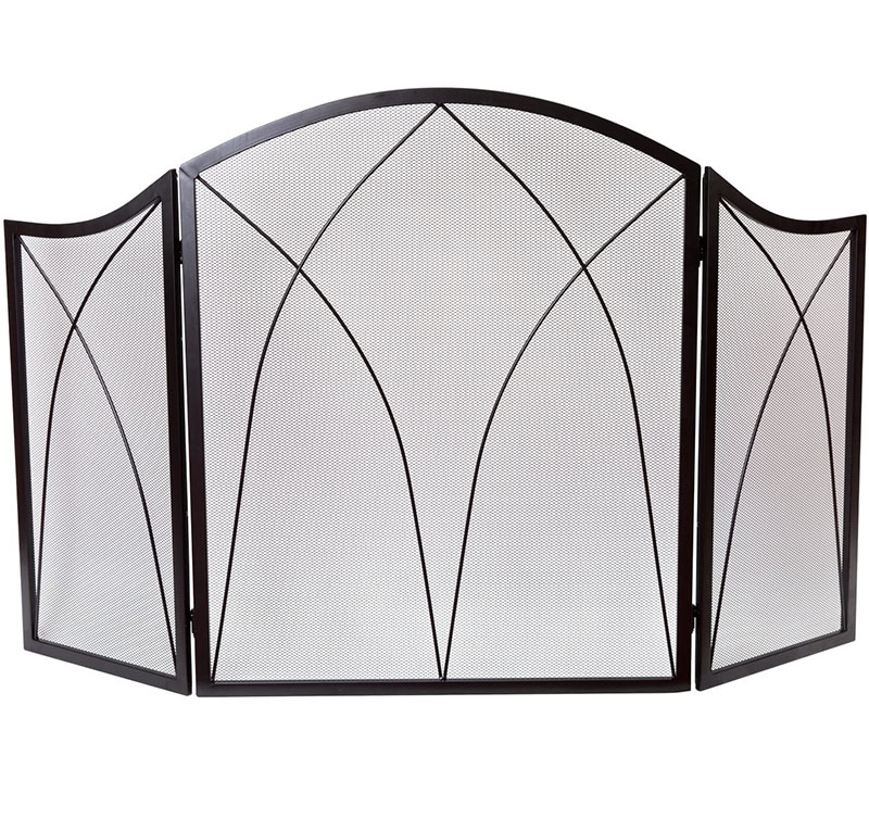 Exclusive Popular Design of Fire Screen 3 Panel Trim Black Metal Free Standing Spark for Home Decoration