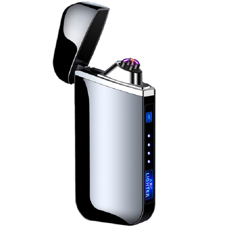 Encendedores USB Fire Plasma Double Arc Rechargeable Finger Print Touch Cigarette Lighters Windproof Metal Electric USB Lighter