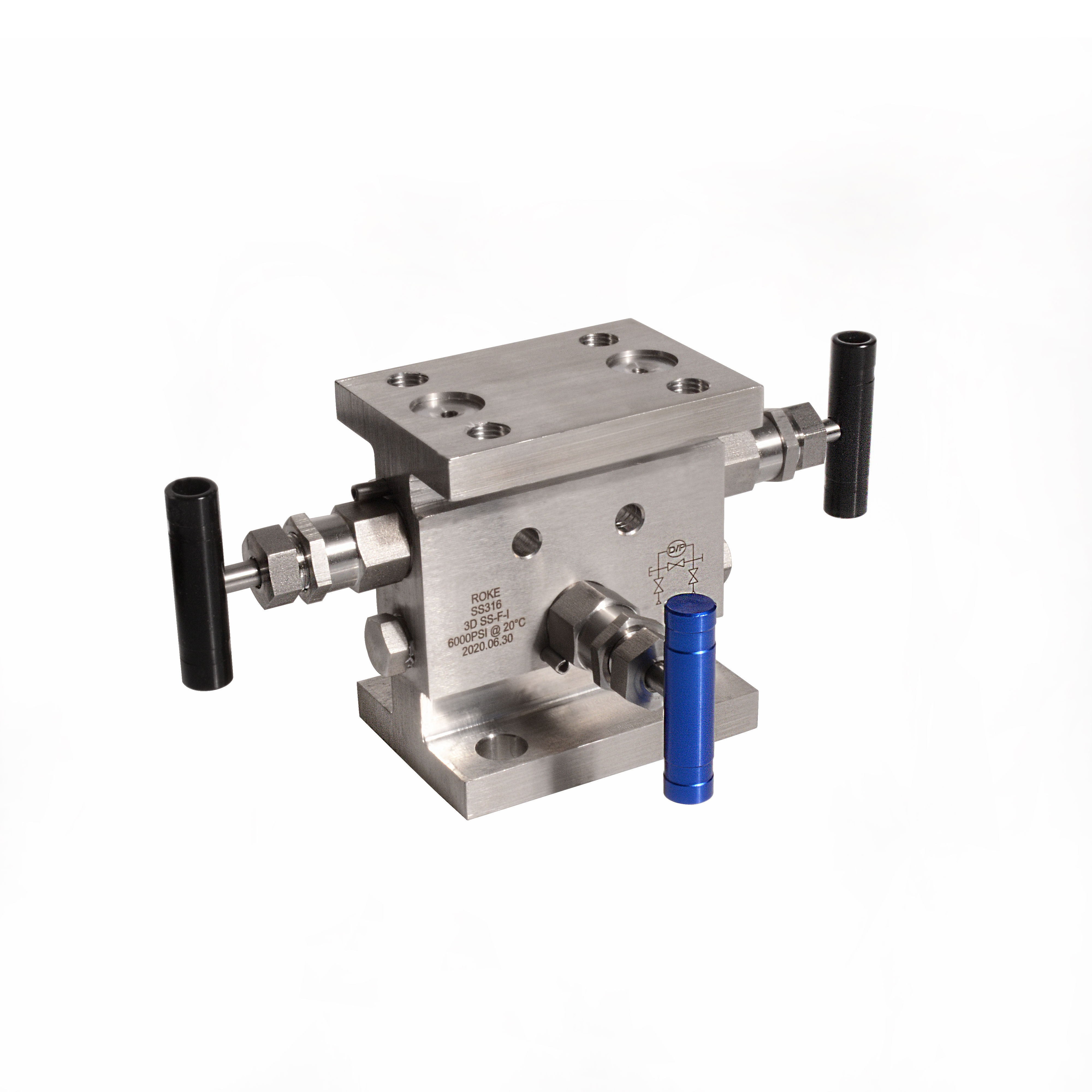 Stainless Steel SS316 Double Flange 3 Valves Integration Manifolds 6000psi