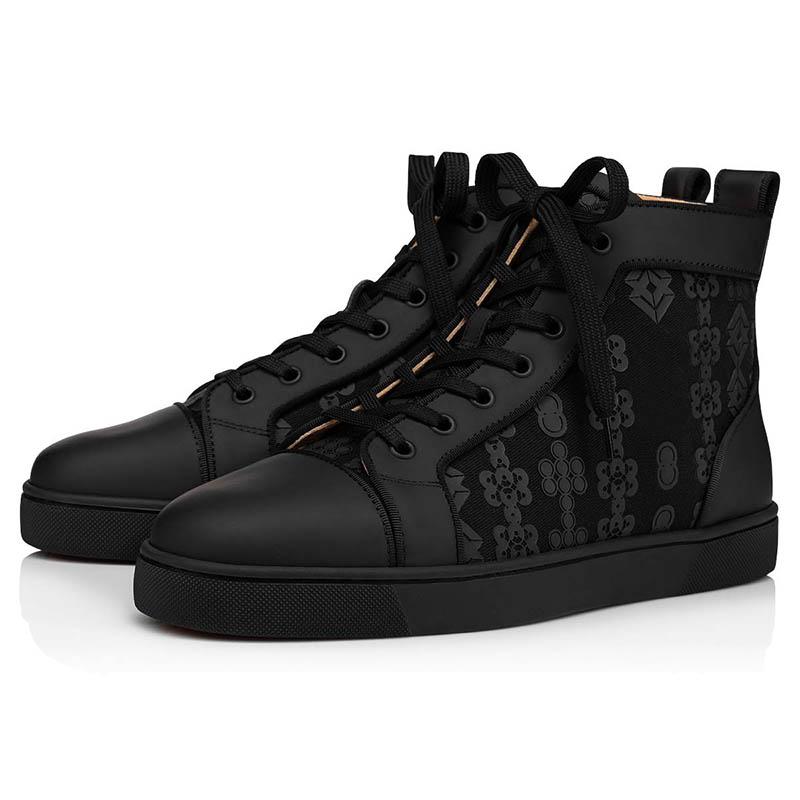 Designer red bottoms high low tops studded spikes fashion suede leather black silver women flat sneaker