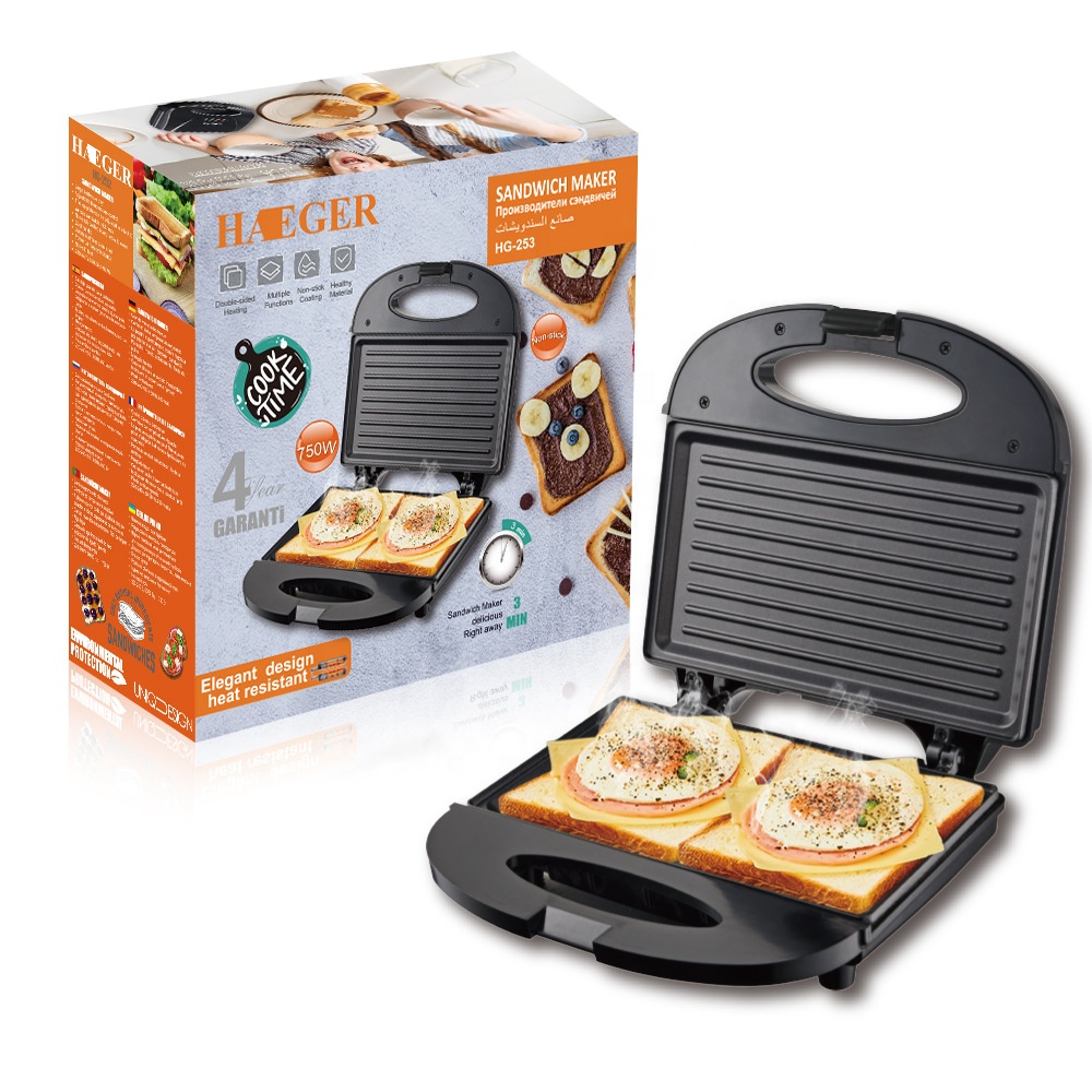 HAEGER household type double-sided fast electric heating small toast breakfast machine/non stick sandwich maker