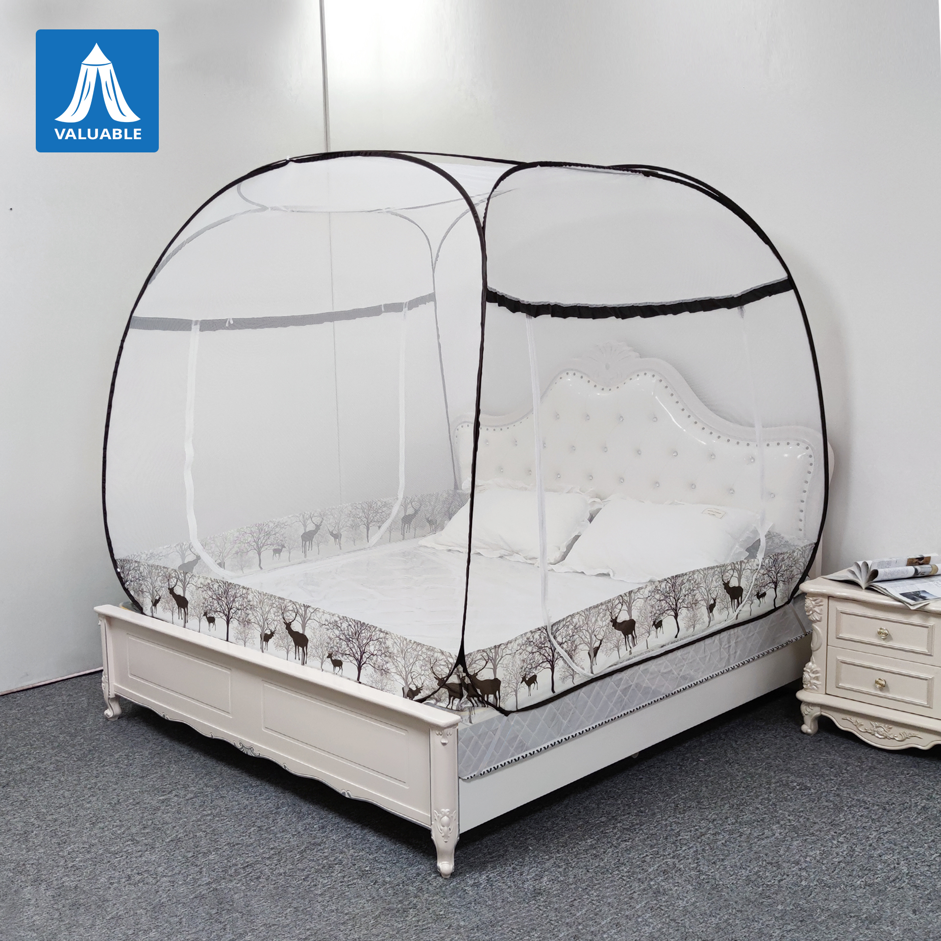 pop-up bed mosquito net Automatic support bracket  Fawn pattern large space free-installation