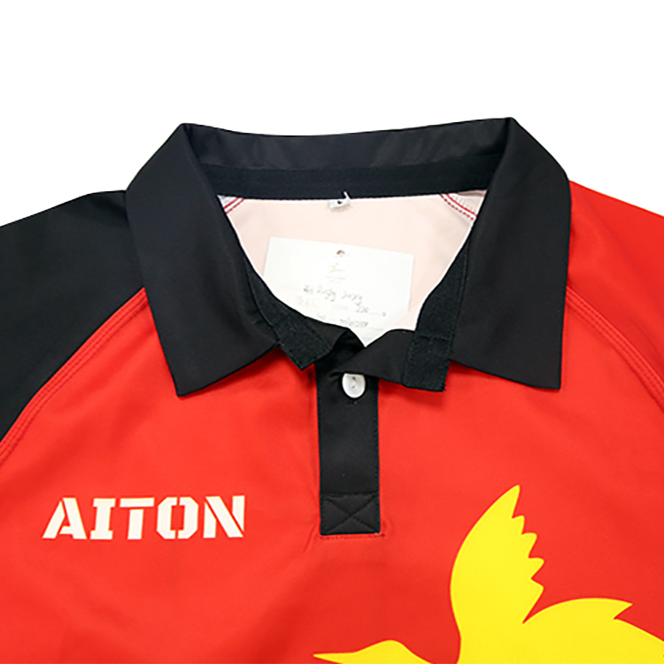 Factory wholesale rugby polos with writing across front custom polo rugby top jerseys