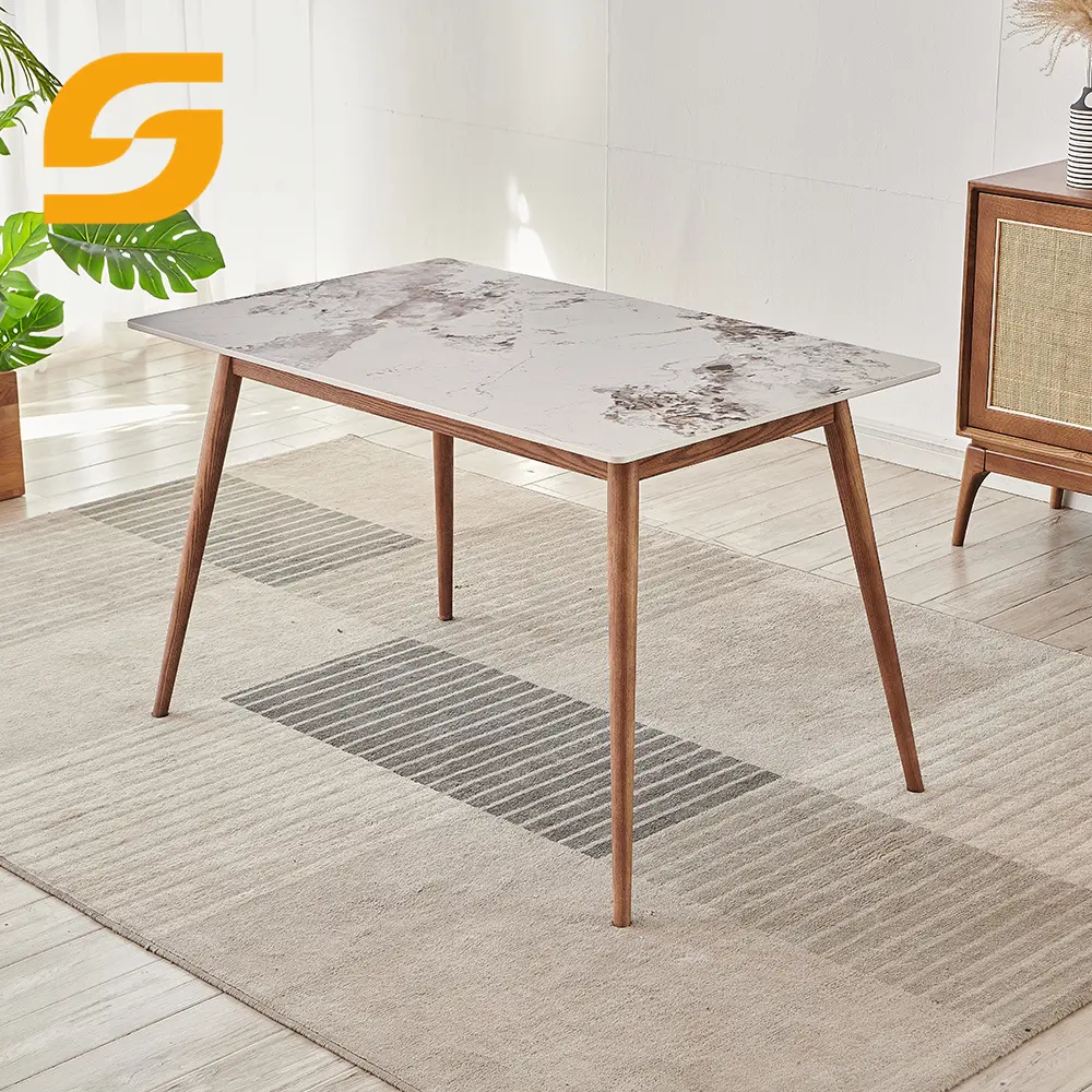SUNLINK Natural Wood Color Dinning Table With 6 Chair Sets Tables For Living Room