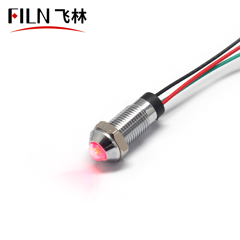FILN 8MM HOLE RED&GREEN Red&Blue 220V 110V BI-COLOR motorcycle tail light with indicator brass copper with 20cm wires