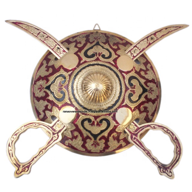 Brass Wall Hanging Sword Shield Set