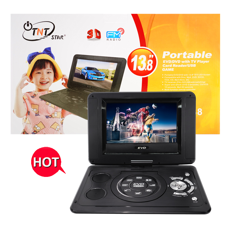 TNTSTAR TNT-138 Dvbt Dvbt2 Tv TNT298 Portable Dvd Player Selling 14.1 inches EVD With Analog Tv,