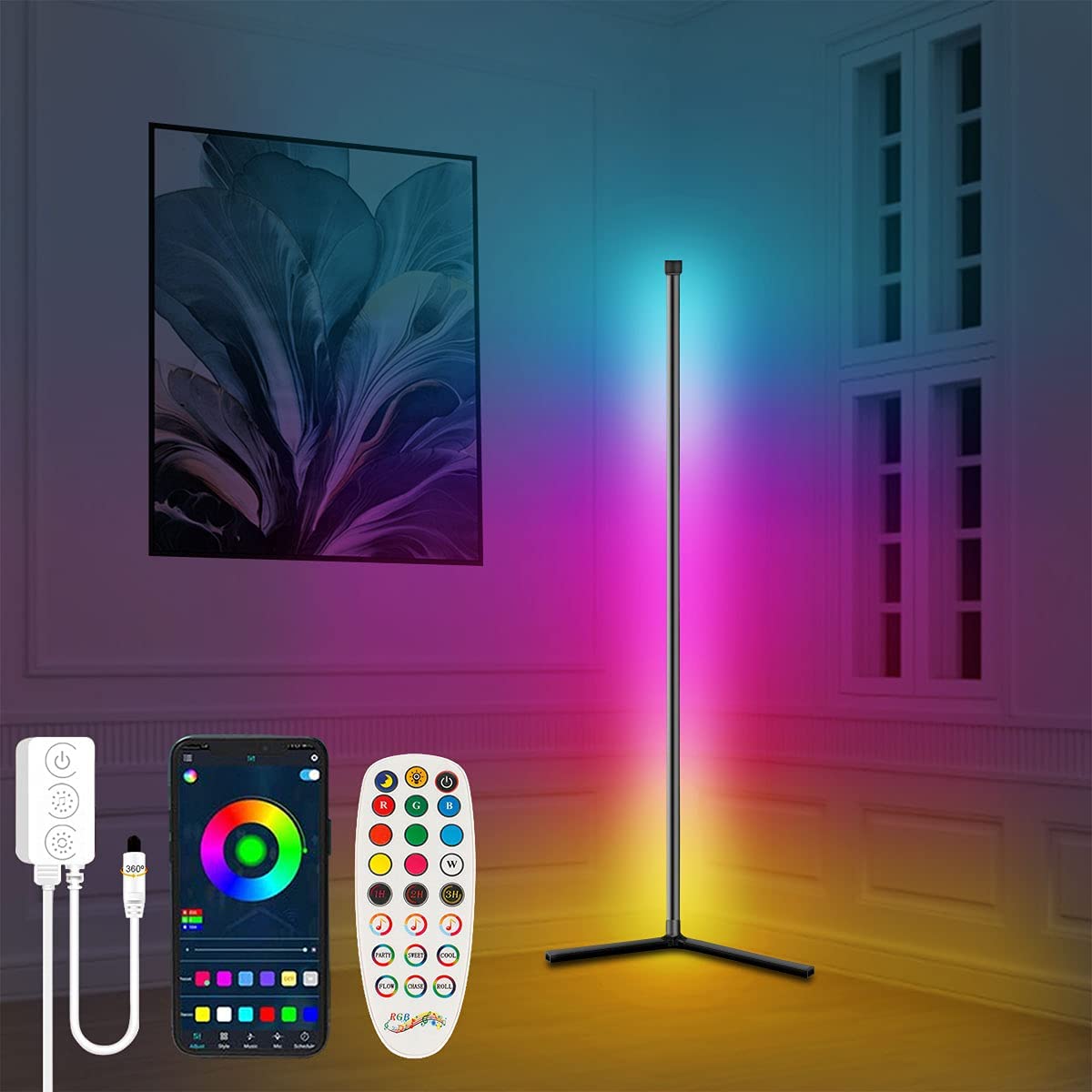 Space saving design nordic modern minimalist smallest adjustable vertical simple rgb led standing corner light floor lamp