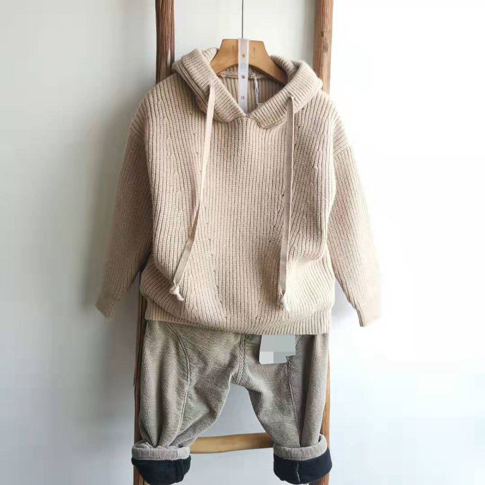 New Design Knitting cashmere Baby Kids high quality hooded Sweater