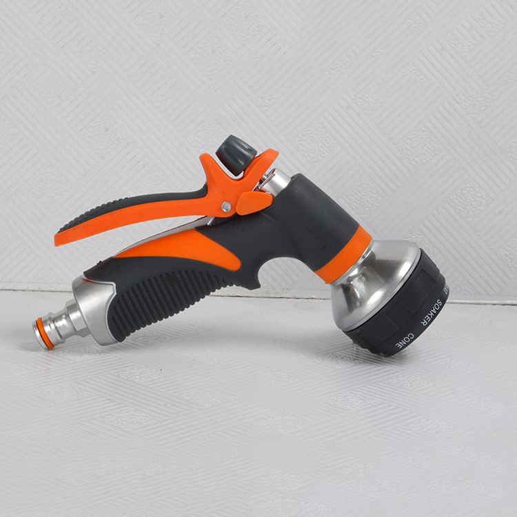 Eight-function zinc alloy coated shower gun