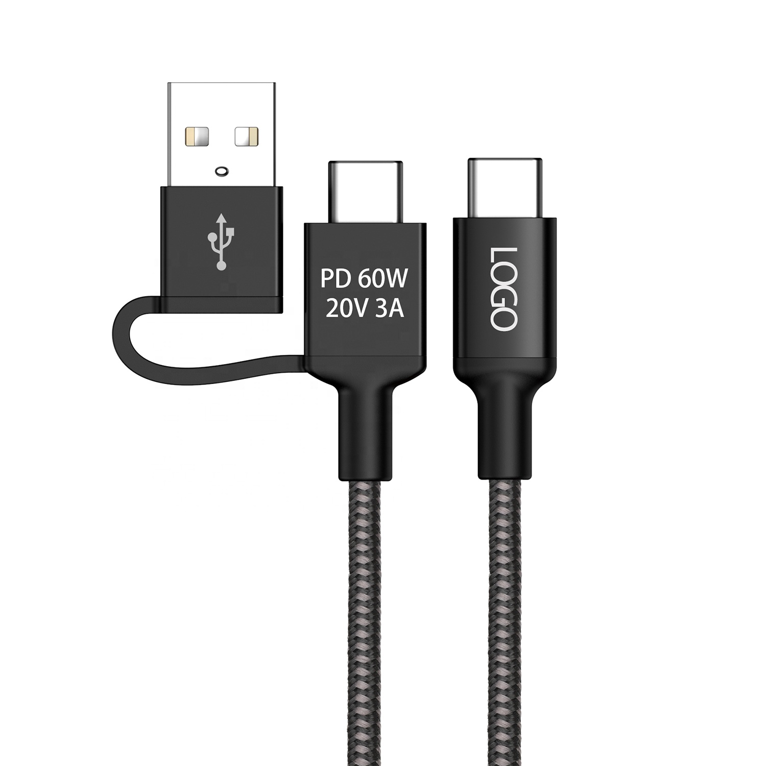 Новый PD Быстрая зарядка Нейлон Плетеный 2 в 1 Тип C USB C кабель для Macbook и мобильного телефона