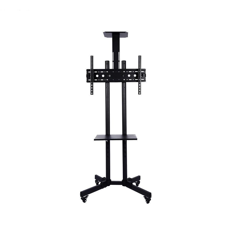Heavy Duty Adjustable Height Plastic Black Cost Effective Steel Tv Stand With Mount
