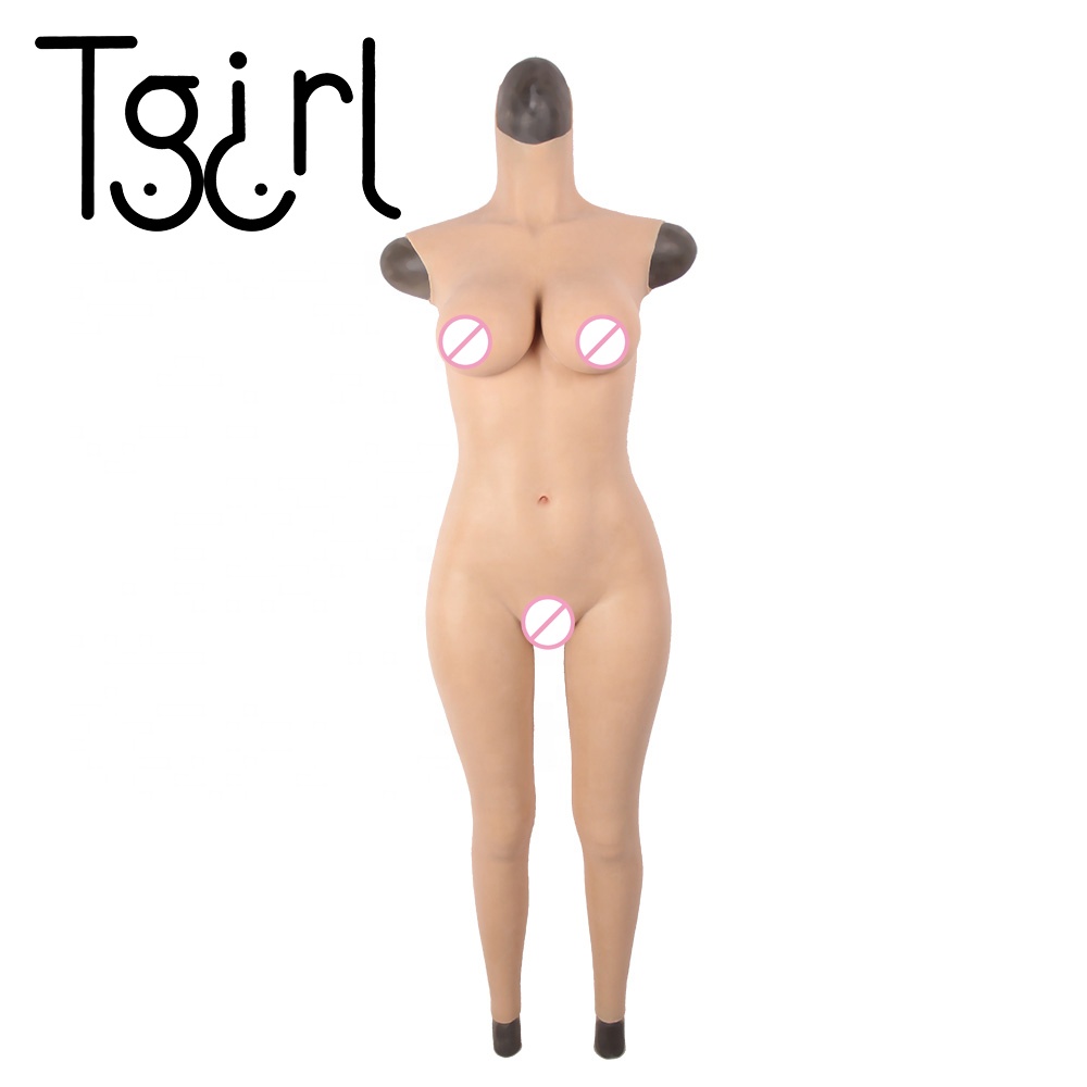 Силиконовый женский боди Tgirl с чашкой D, цельнокроеные вагинальные короткие брюки, силиконовые формы для груди, трансгендер, боди