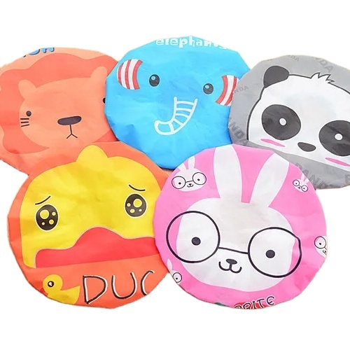 cute Hotsale cheap Cartoon Wholesale Waterproof shower caps woman's hair wrapped BathCap shampoo cap