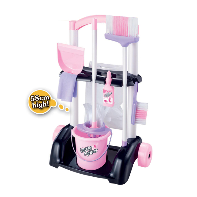 Kid sized educational toy plastic vacuum cleaner trolley pretend play household cleaning set tools for baby