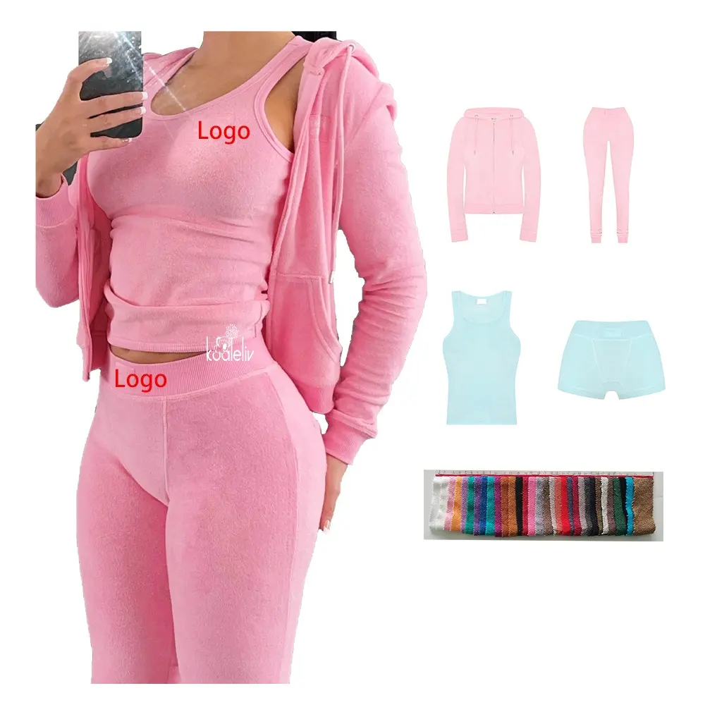 2022 New Arrivals Custom Terry Towel Women Track Suit Training Fitness Sports Sweatpants And Hoodie Set Fall 2022 Women Clothes
