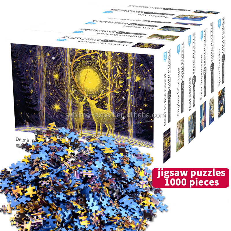 Customized Design 1000pcs Puzzle Wooden Jigsaw Kid Adult Game Sublimation Printed Logo Rompecabezas personalizados Jigsaw Puzzle
