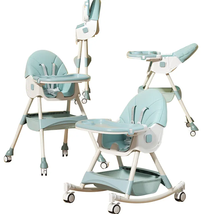 OEM Children kids Baby swing rocking High Chairs Feeding Highchair Adjustable Safety Dining bouncer easy push supplies 2022
