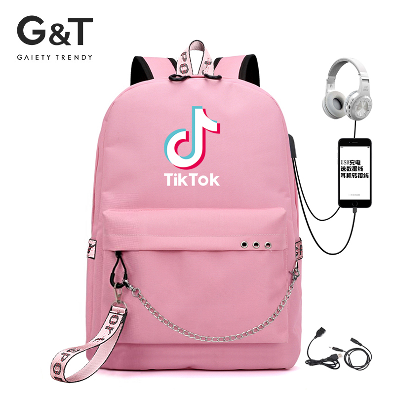 G T leisure waterproof preppy college school style tiktok laptops backpack with laptop compartment