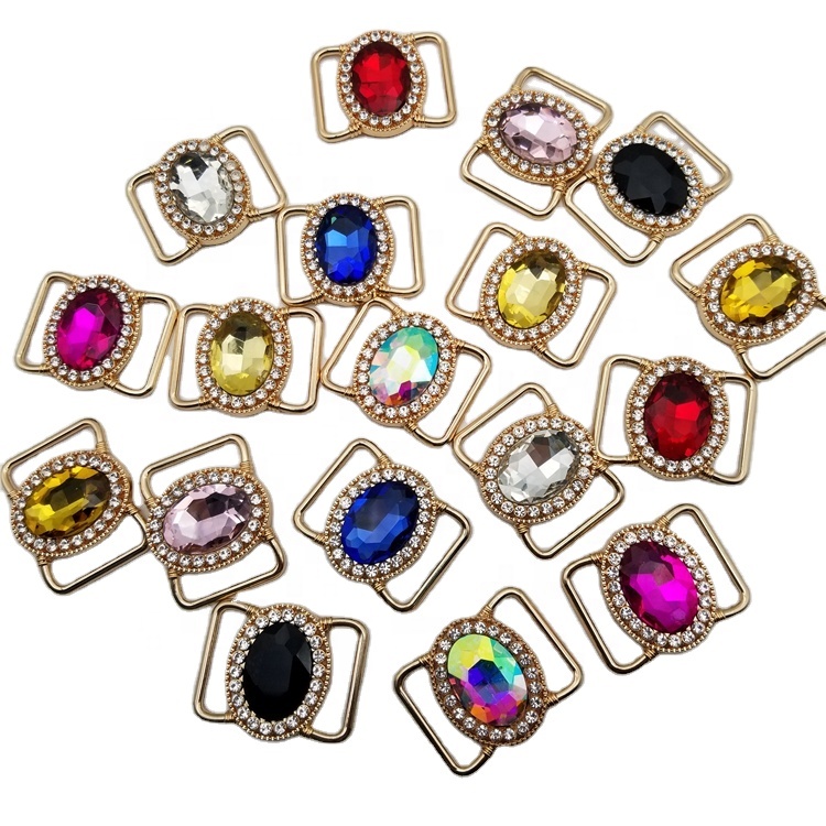 Multi-Color Crystal Rhinestone Bikini Connectors For Lady Swimsuit Beachwear Buckles