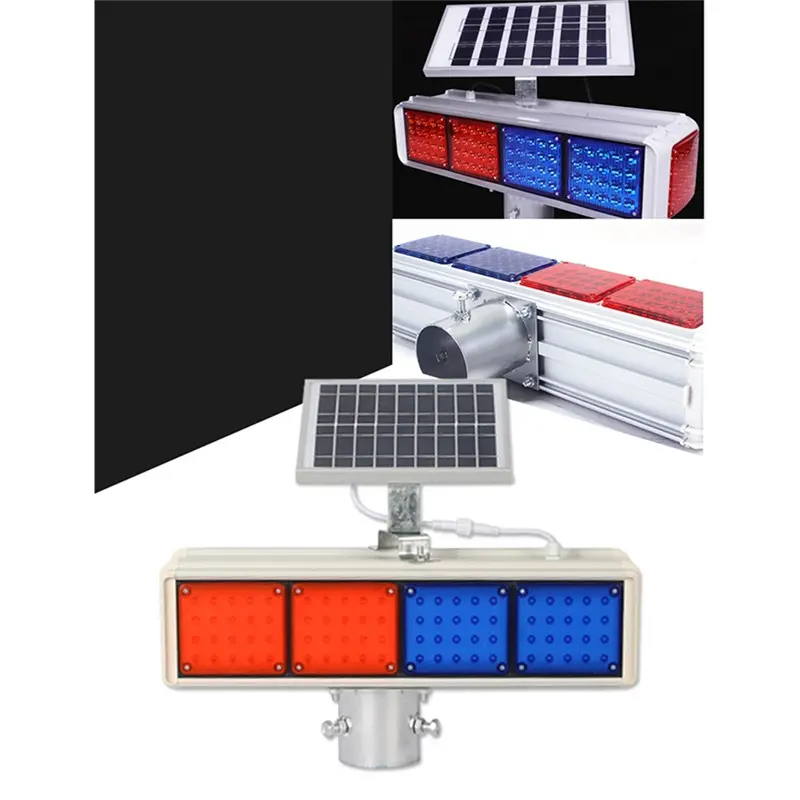 Solar Warning Lights Aluminum LED Strobe Flashing Light Bulb Double Side Red And Blue Signal Lamp