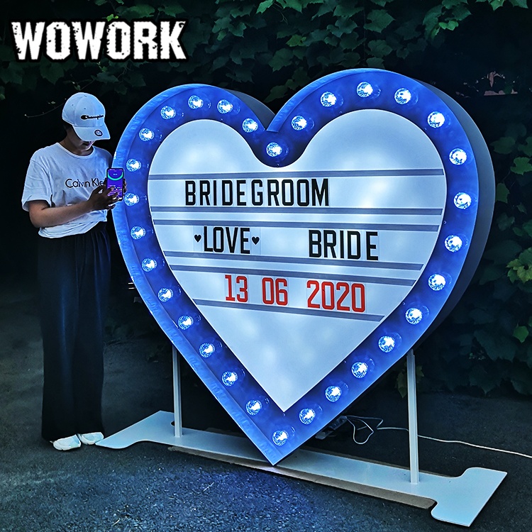 Большой большой световой короб WOWORK для кинотеатра для празднования свадебной вечеринки со сменными буквами