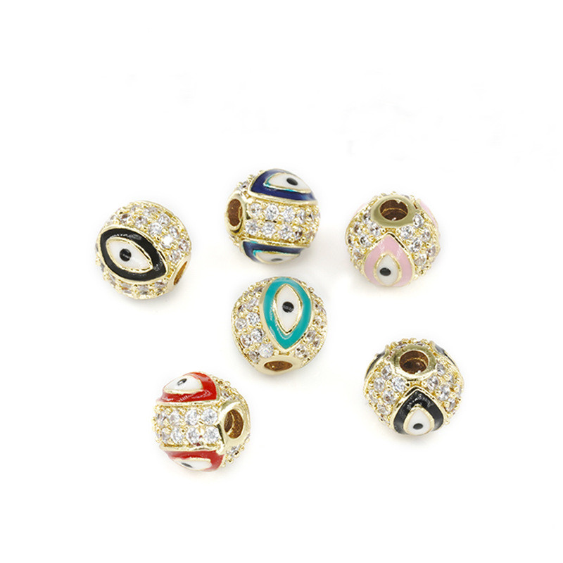 MSYO INS New Jewelry Accessories 8MM Zircon Devil Eye Round Eye Beaded Accessories DIY Bracelet Accessories