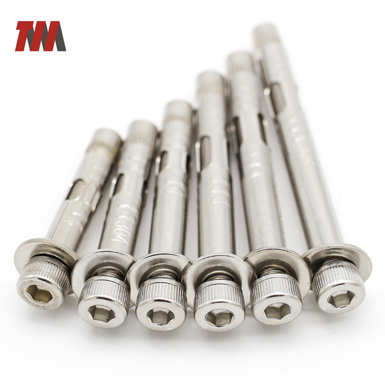 Zinc Plated Concrete Screw Sleeve Type Elevator Conical Cap Wedge Stainless steel Hexagon socket head Expansion Anchor Bolts