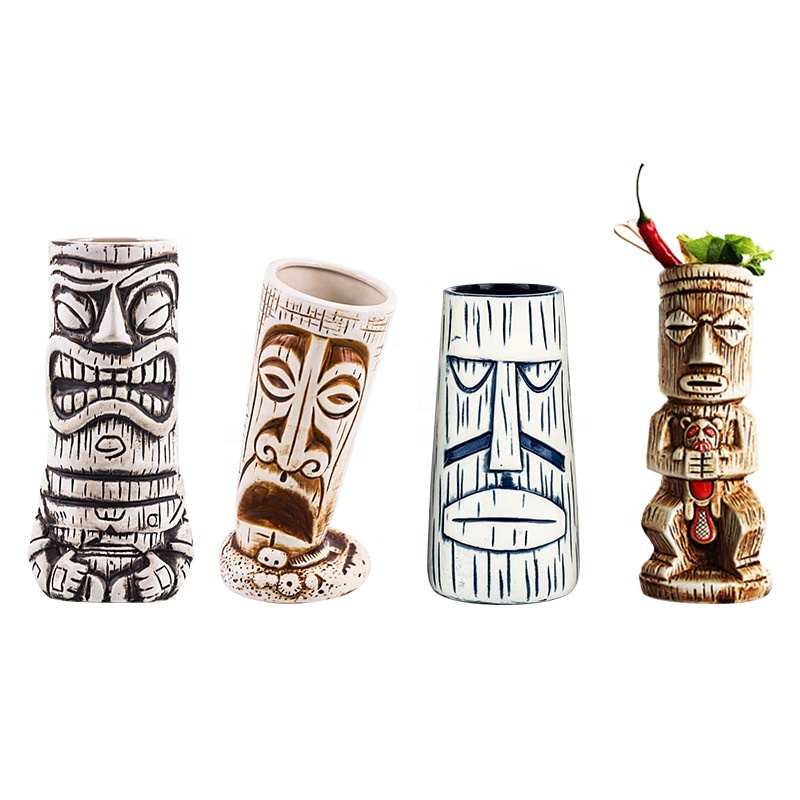 Гавайские кружки Tiki, Коктейльная чашка, керамическая кружка для пива, Лидер продаж, кружка для напитков, керамическая чашка для напитков с логотипом клиента 350-700 мл, 20 шт.