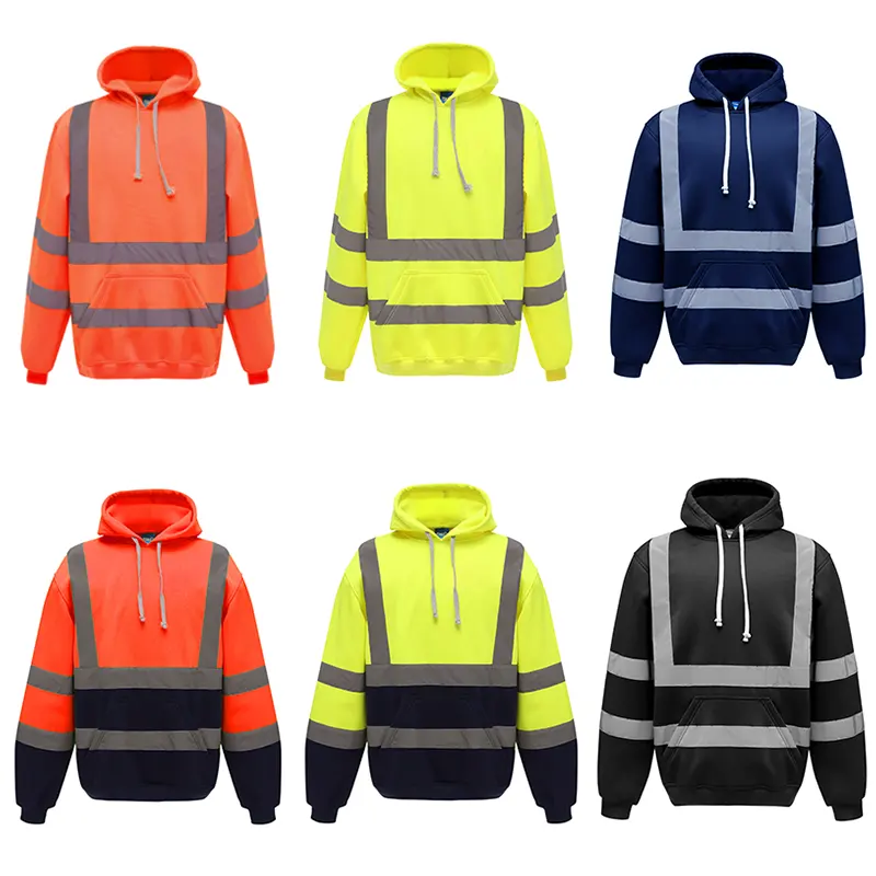 Mens High Visibility Reflective safety jacket Mens Safety Workwear reflective hoodie construction jacket