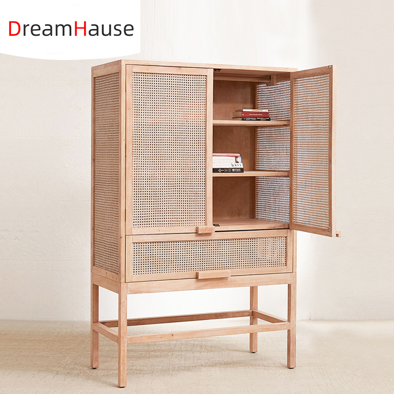 Dreamhause по индивидуальному заказу скандинавский стиль Французский Кантри стиль квартира маленькая кровать гостиная комната деревянный ротанга шкаф для одежды шкаф для хранения