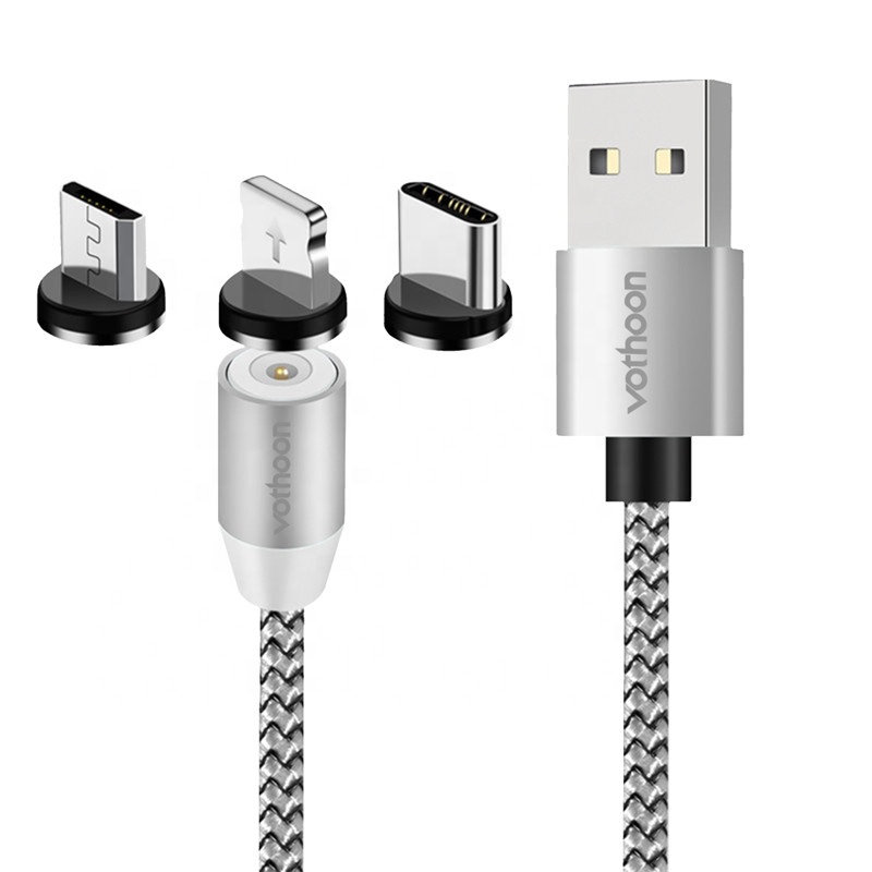 Магнитный зарядный кабель 3 в 1, оптовая продажа, Micro USB кабель А, нейлоновые плетеные кабели, провода