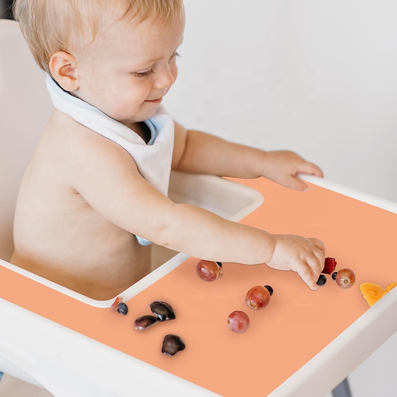 Custom pattern and Color Baby Dining Placemat Full Cover Baby Silicone High Chair Tray Mat