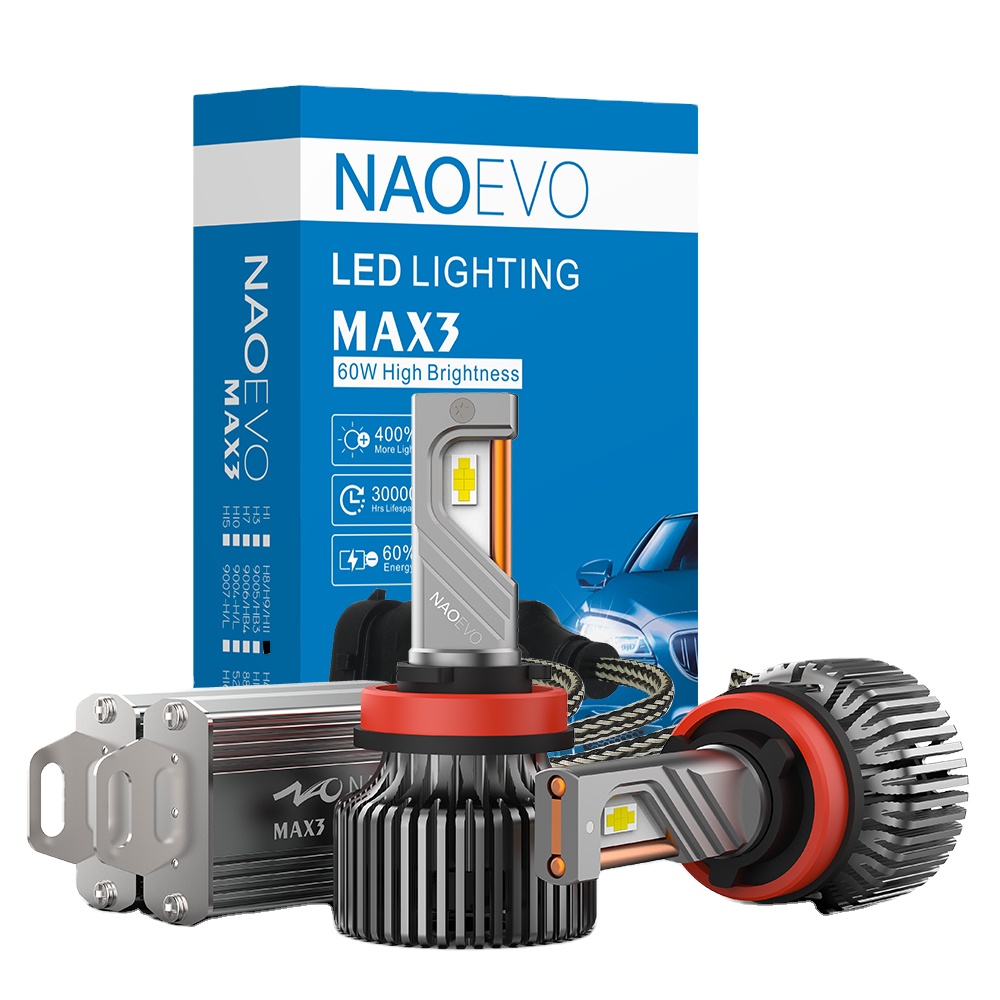 Автомобильные светодиодные лампы NAOEVO MAX3 120 Вт, Светодиодные Автомобильные фары H4 H7 H11 9005 9006, светодиодные фары